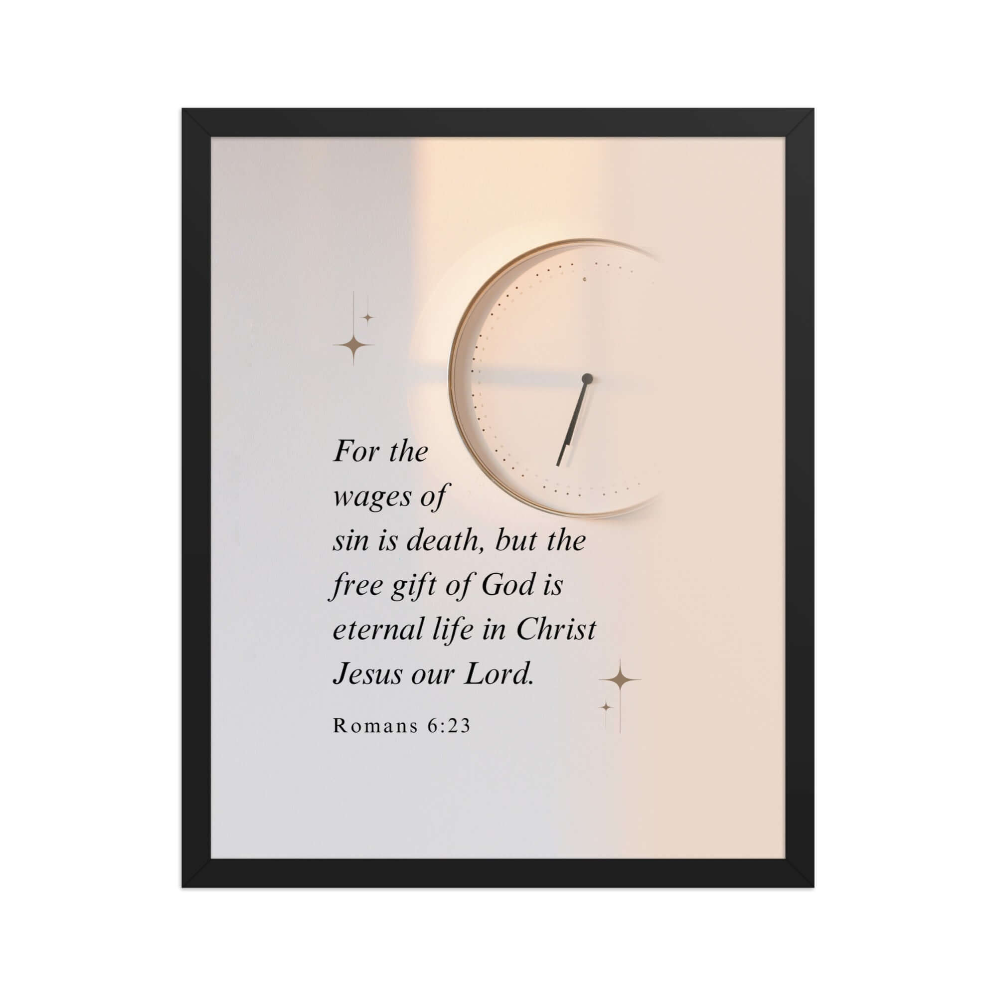Romans 6:23 Bible Verse, our Lord Premium Luster Photo Paper Framed Poster Wall Art Black 16″×20″