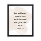 Romans 3:23 Bible Verse, fall short Enhanced Matte Paper Framed Poster Wall Art Black 16″×20″