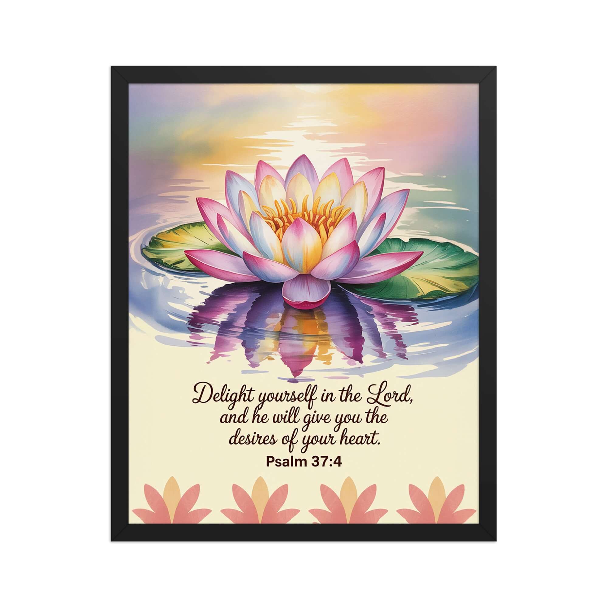 Psalm 37:4 Bible Verse, the Lord Premium Luster Photo Paper Framed Poster Black 16″×20″