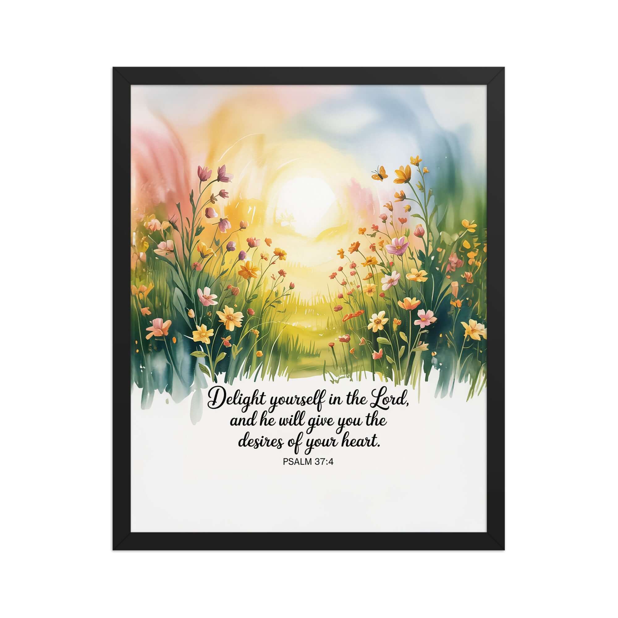 Psalm 37:4 Bible Verse, will give Premium Luster Photo Paper Framed Poster Black 16″×20″