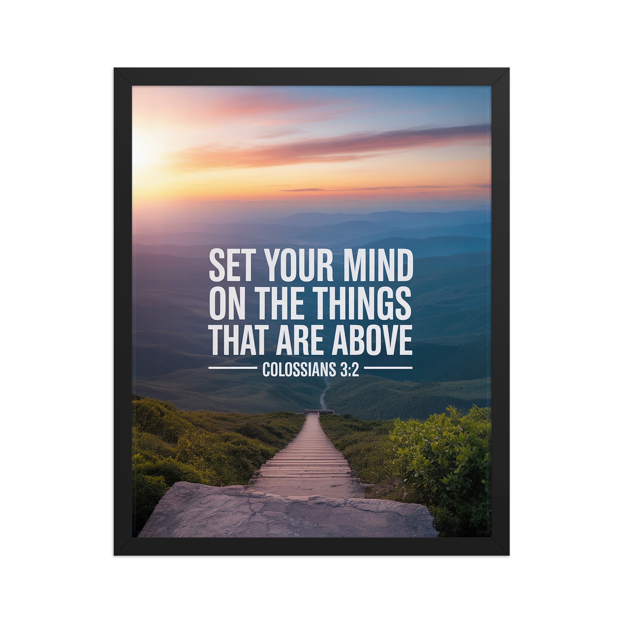 Colossians 3:2 Bible Verse your mind Premium Luster Photo Paper Framed Poster Black 16″×20″
