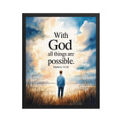 Matthew 19:26 Bible Verse Jesus Premium Luster Photo Paper Framed Poster Black 16″×20″