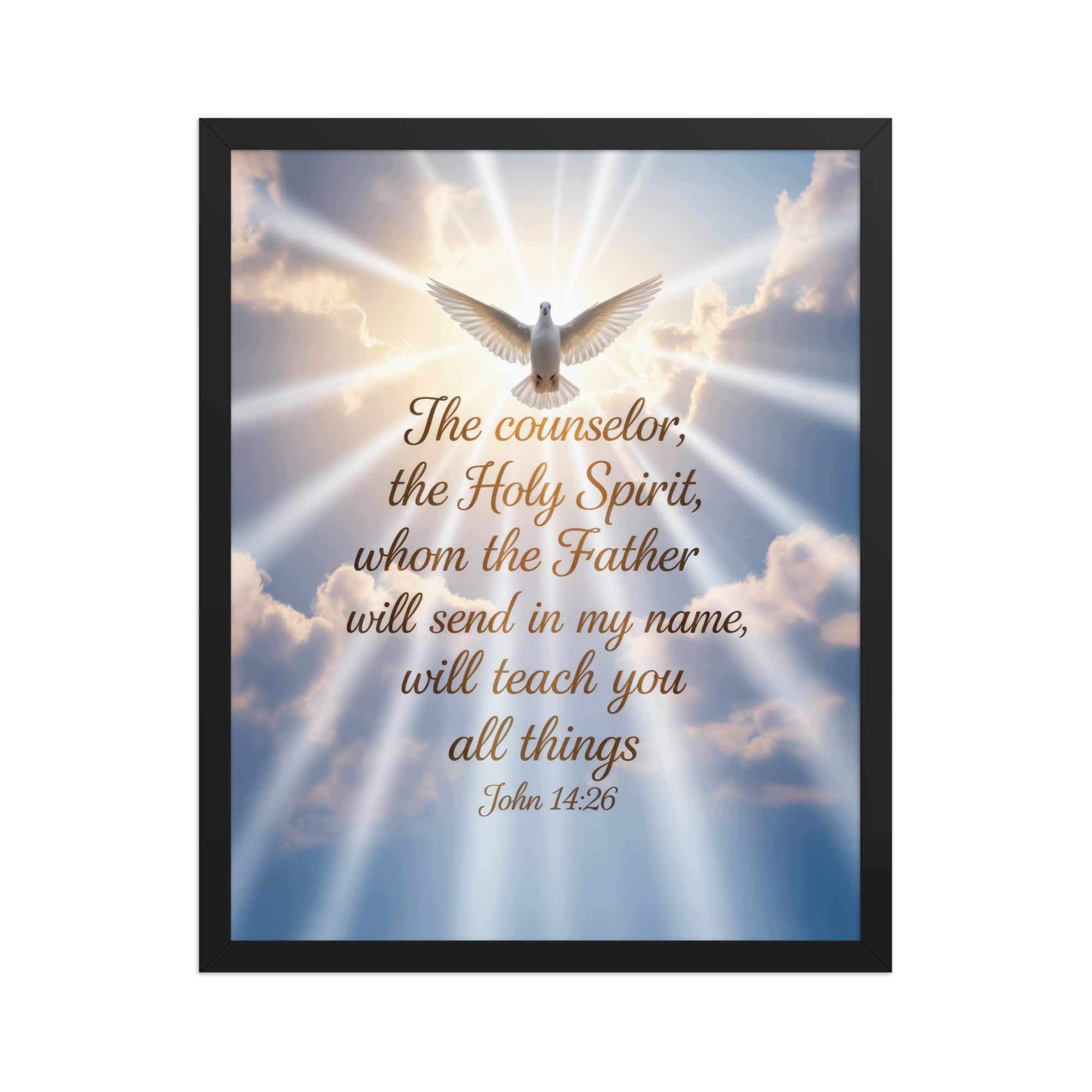 John 14:26 Bible Verse Father Premium Luster Photo Paper Framed Poster Black 16″×20″