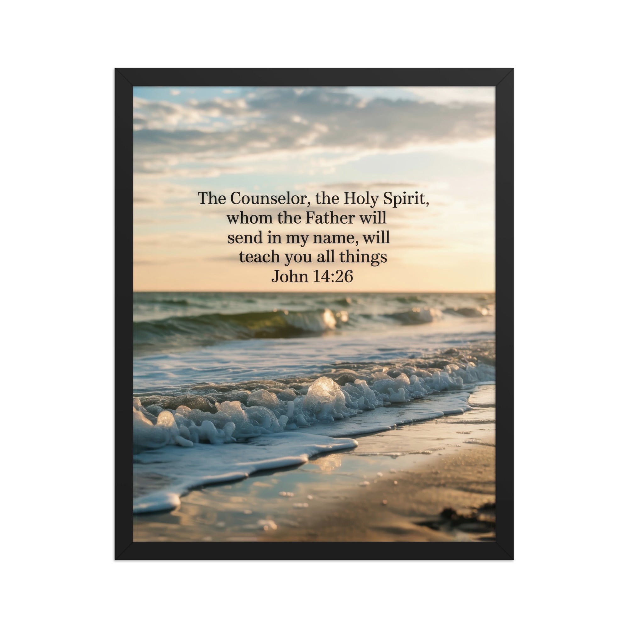 John 14:26 Bible Verse You All Premium Luster Photo Paper Framed Poster Black 16″×20″