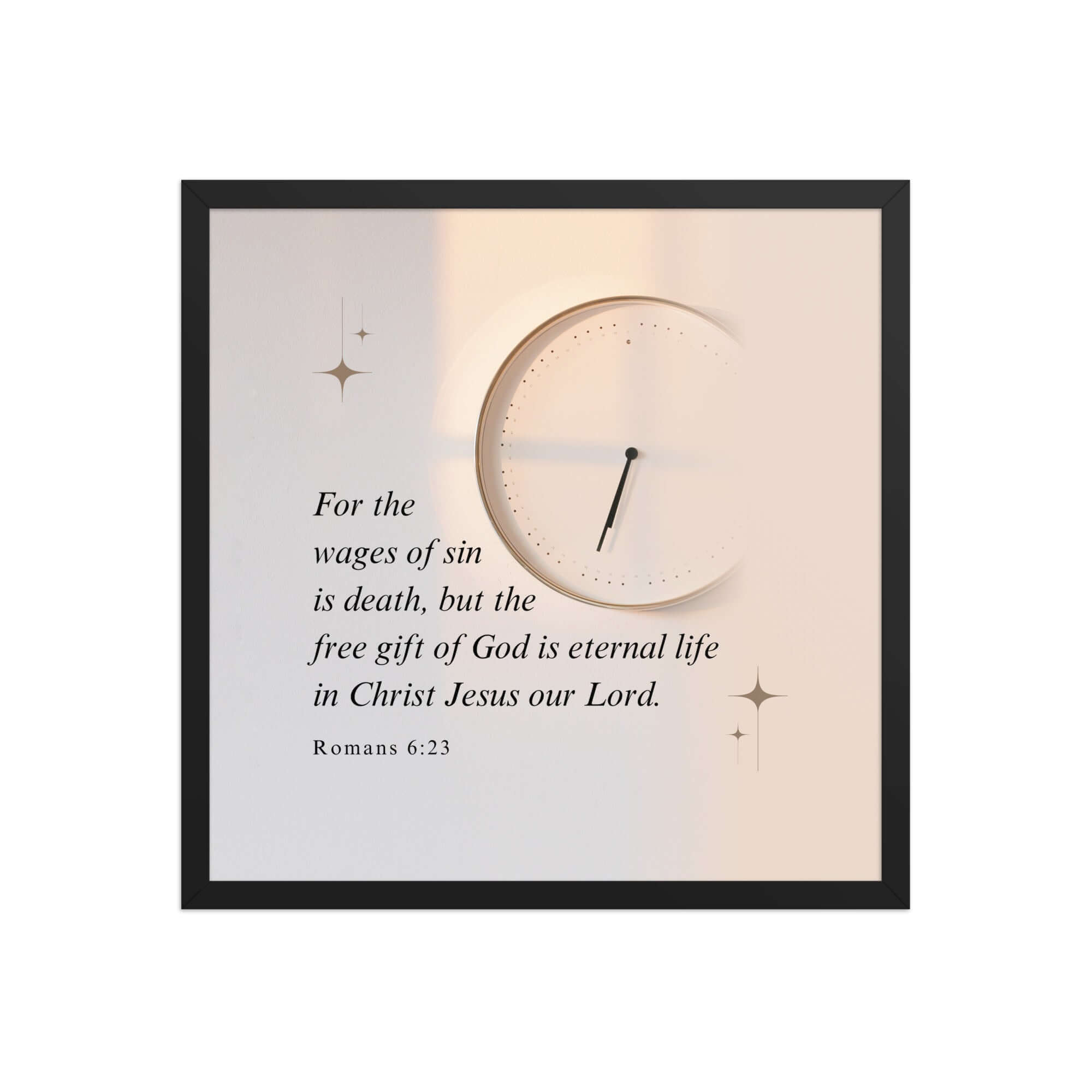 Romans 6:23 Bible Verse, our Lord Premium Luster Photo Paper Framed Poster Wall Art Black 18″×18″