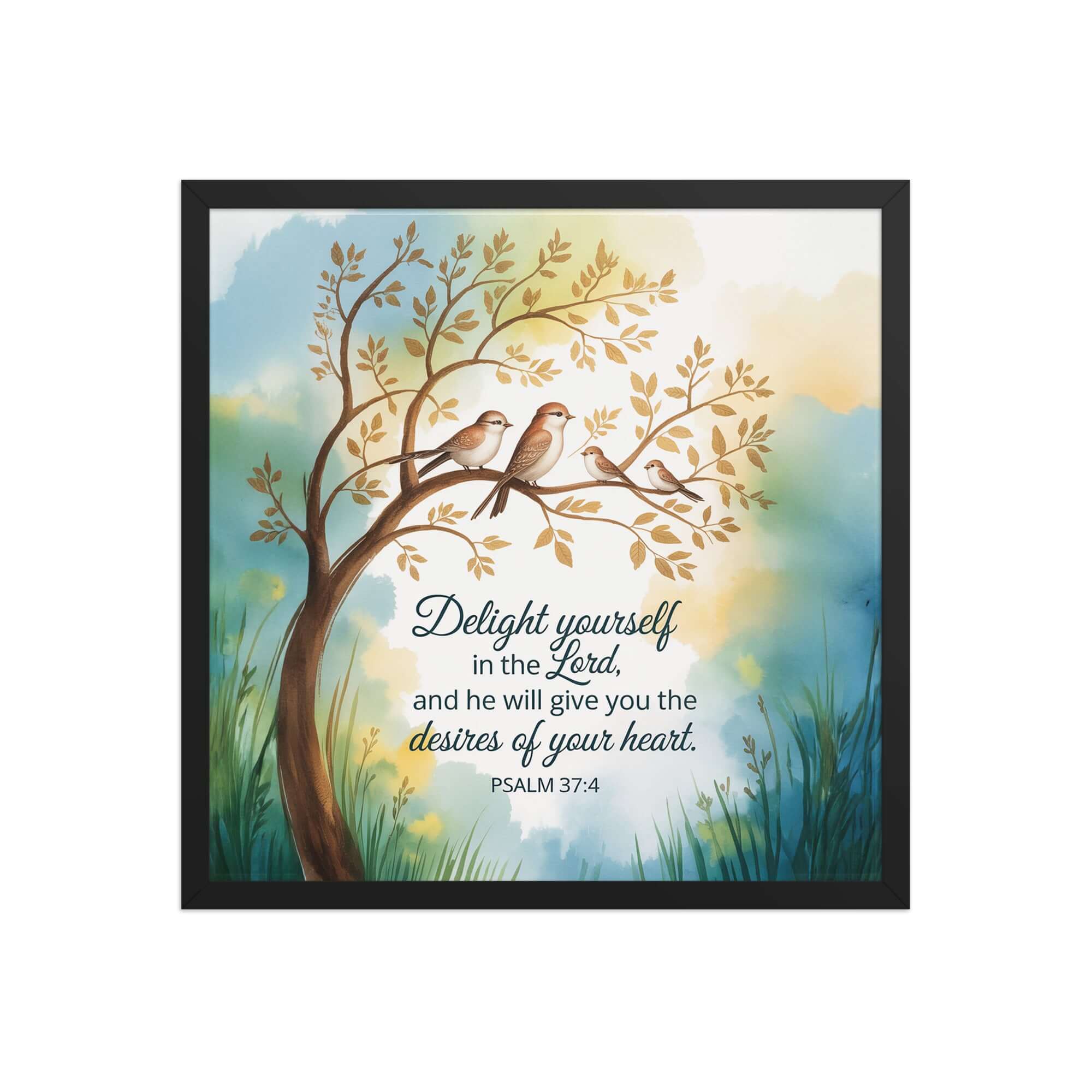 Psalm 37:4 Bible Verse, Yourself Premium Luster Photo Paper Framed Poster Black 18″×18″