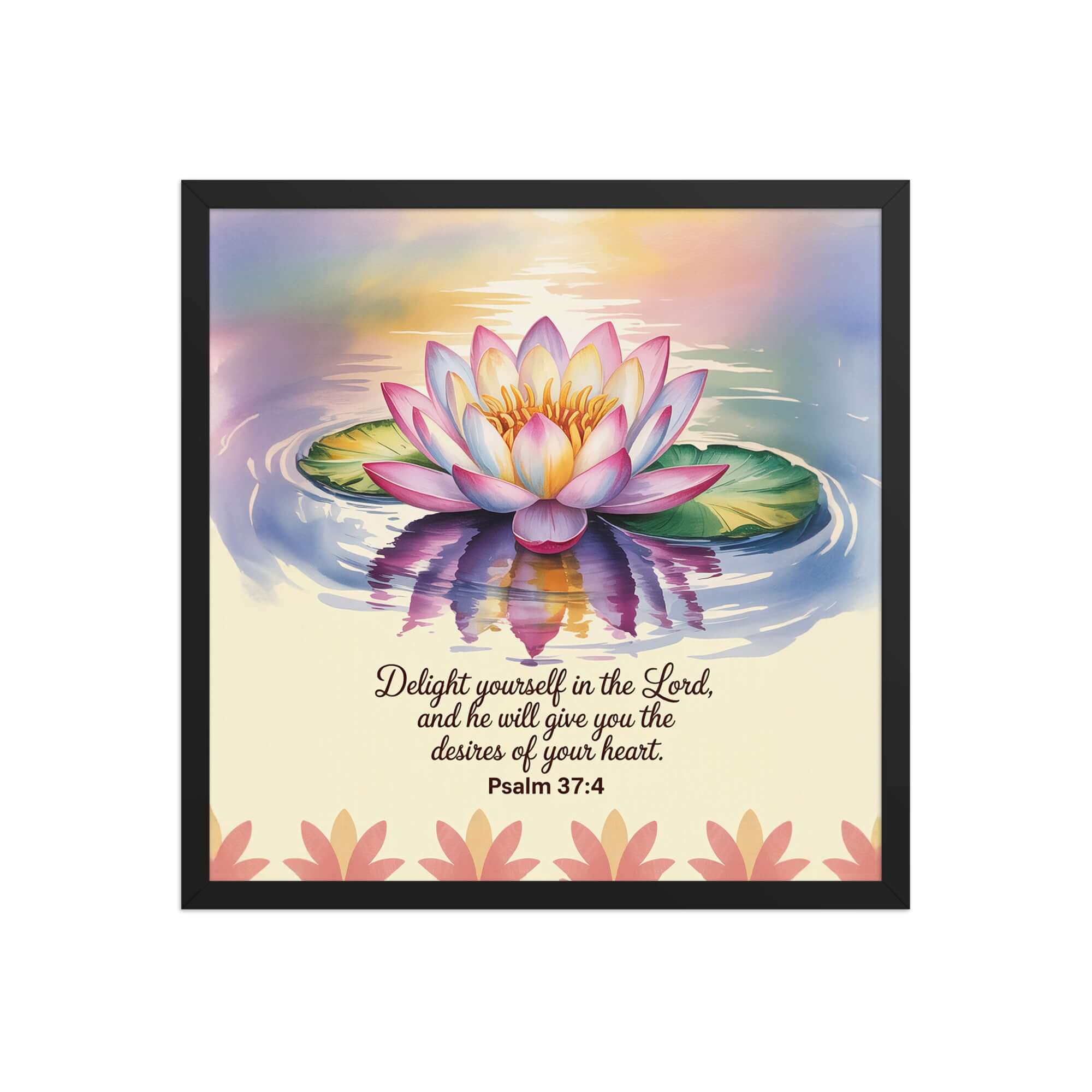 Psalm 37:4 Bible Verse, the Lord Premium Luster Photo Paper Framed Poster Black 18″×18″