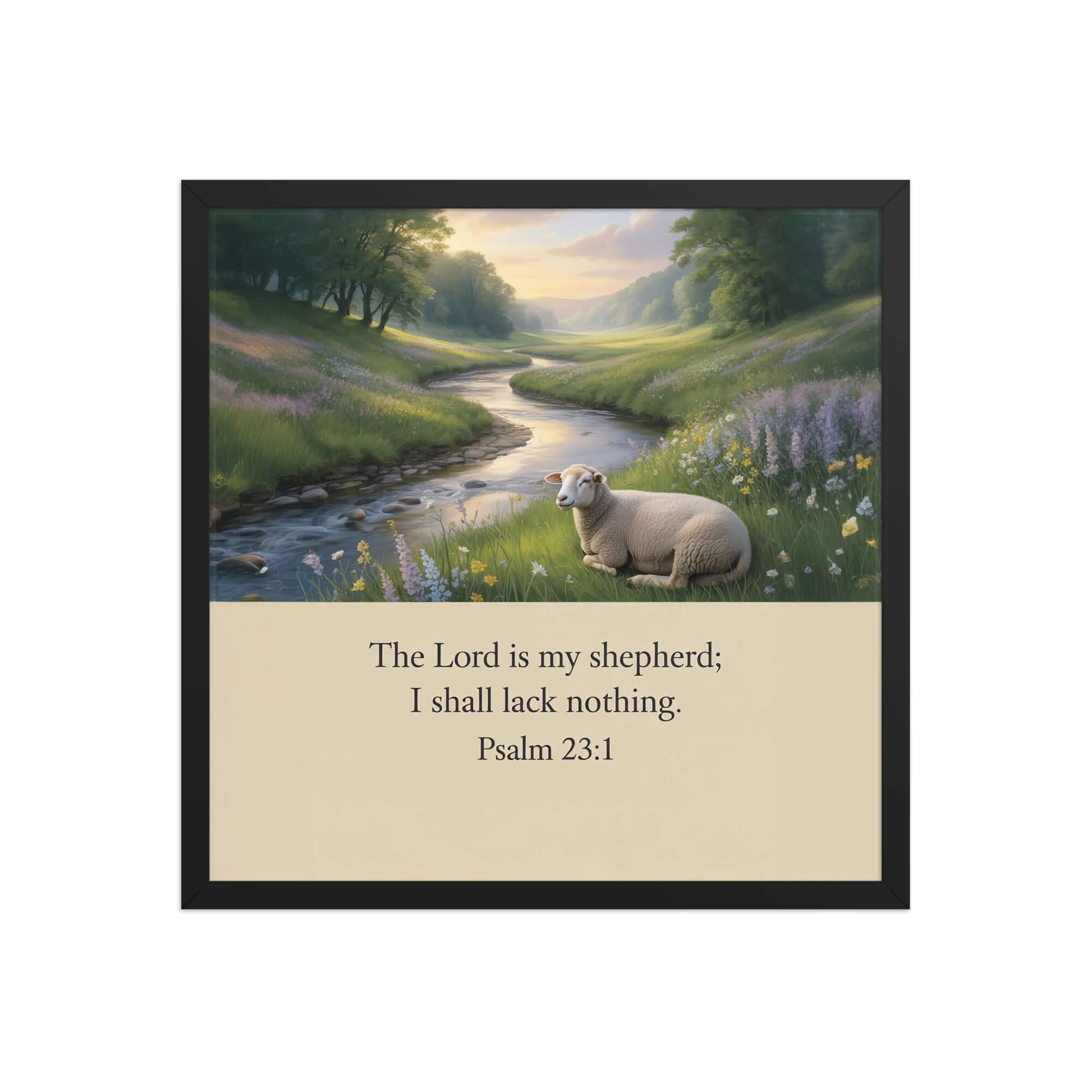 Psalm 23:1 Bible Verse, I shall Premium Luster Photo Paper Framed Poster Black 18″×18″