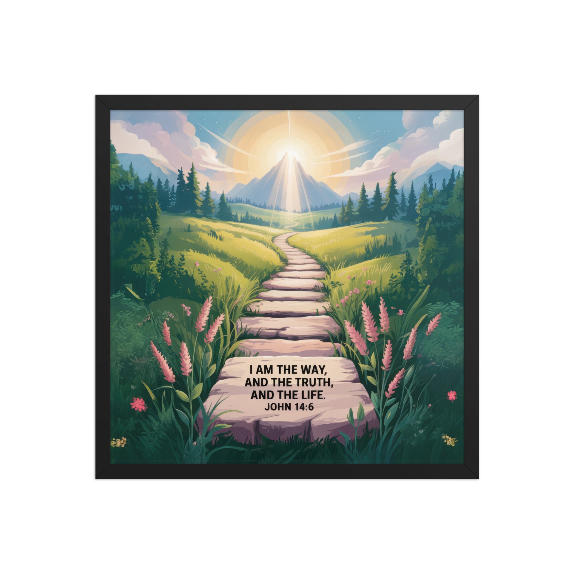 John 14:6 Bible Verse The Truth Premium Luster Photo Paper Framed Poster Black 18″×18″