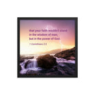 1 Corinthians 2:5 Bible Verse, power of God Premium Luster Photo Paper Framed Poster Wall Art Black 18″×18″