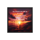 Psalm 107:1 Bible Verse, Give Thanks to the Lord Premium Luster Photo Paper Framed Poster Wall Art Black 18″×18″