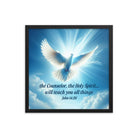 John 14:26 Bible Verse, Holy Spirit Dove Premium Luster Photo Paper Framed Poster Wall Art Black 18″×18″