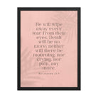 Revelation 21:4 Bible Verse, their eyes Premium Luster Photo Paper Framed Poster Wall Art Black 18″×24″