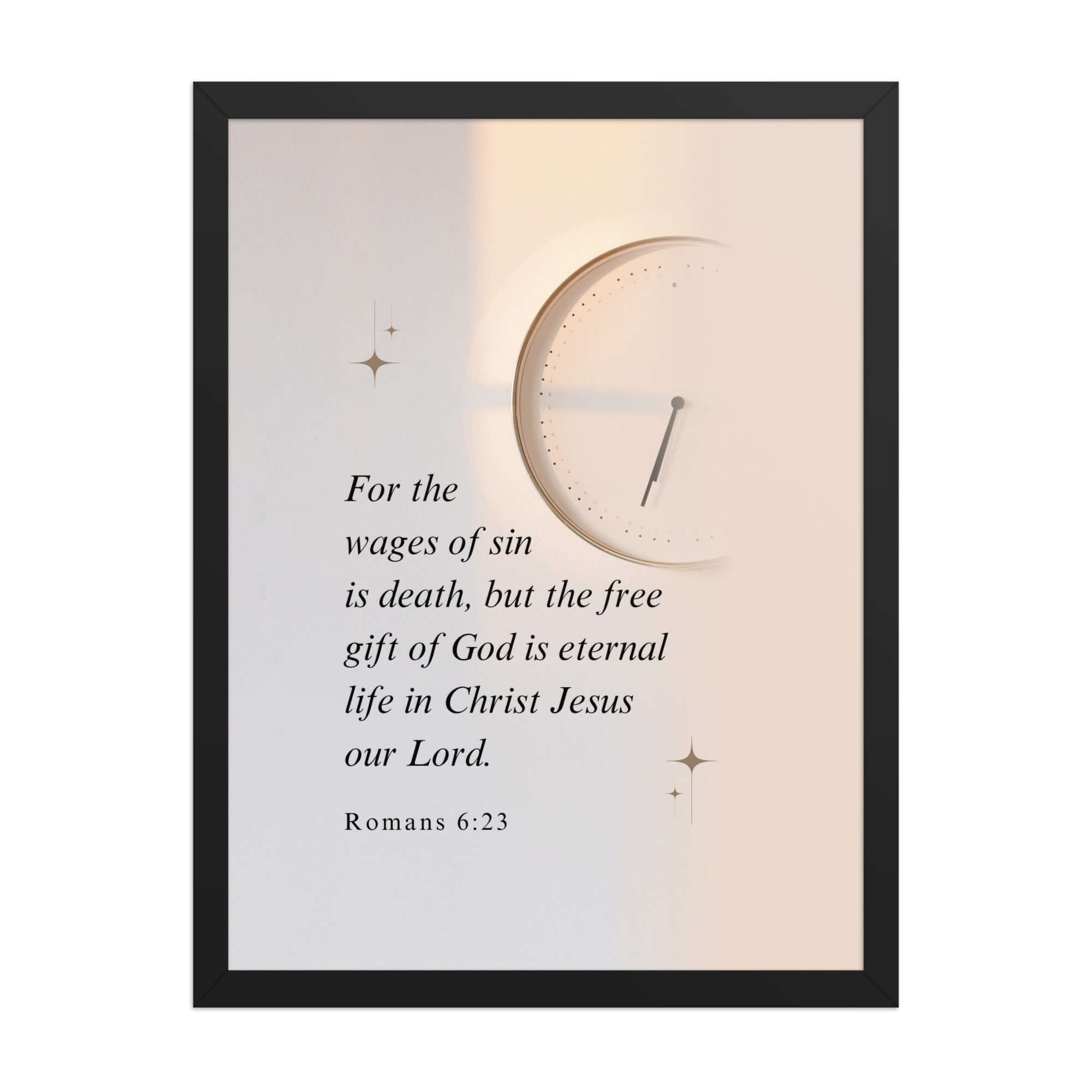 Romans 6:23 Bible Verse, our Lord Premium Luster Photo Paper Framed Poster Wall Art Black 18″×24″