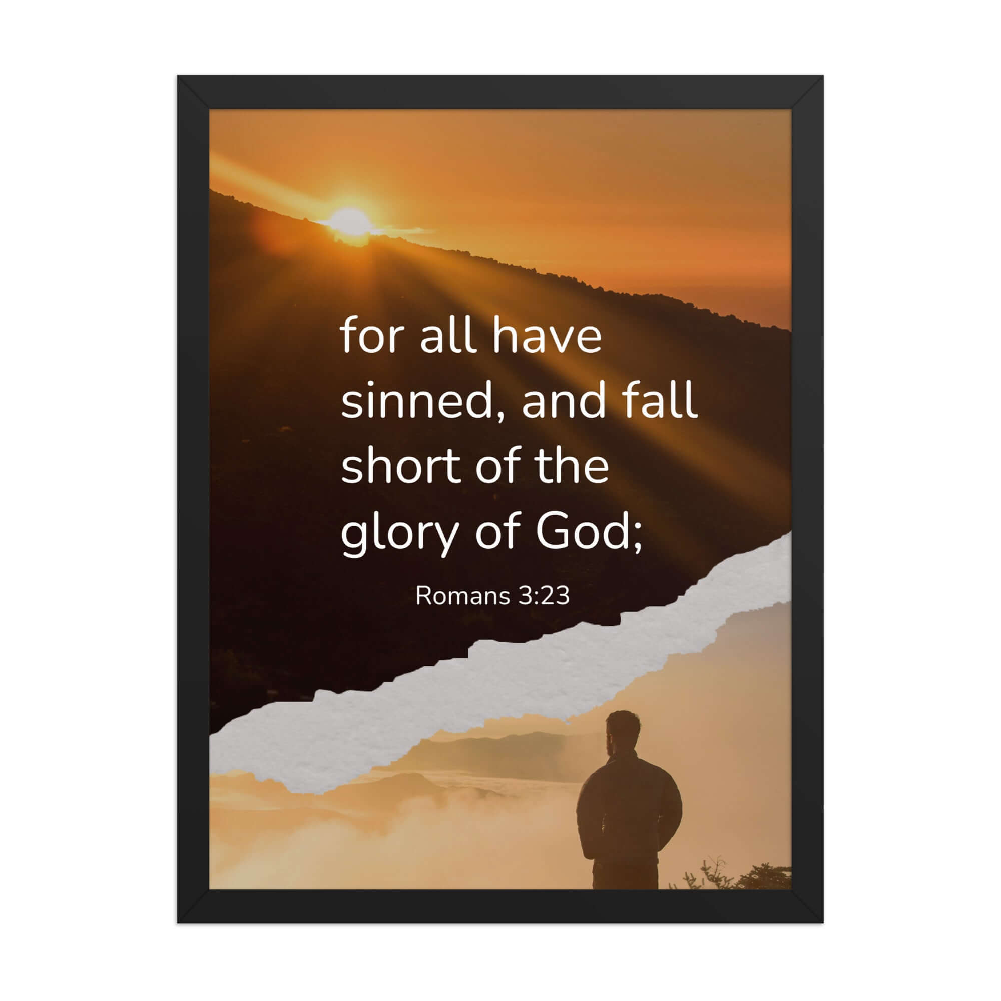 Romans 3:23 Bible Verse, of God Premium Luster Photo Paper Framed Poster Wall Art Black 18″×24″