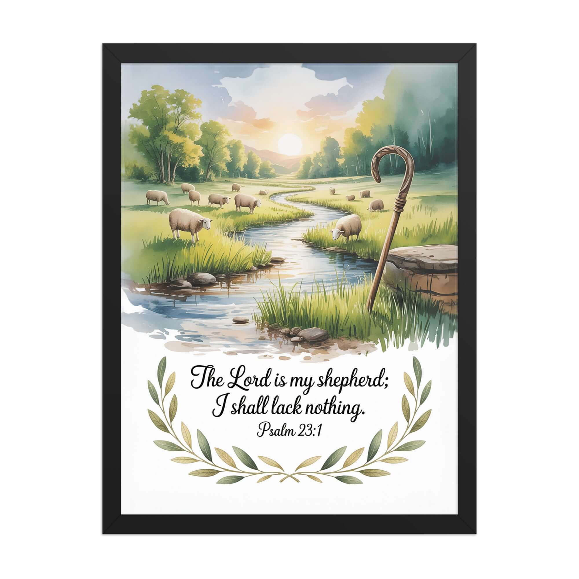 Psalm 23:1 Bible Verse, is my Premium Luster Photo Paper Framed Poster Black 18″×24″