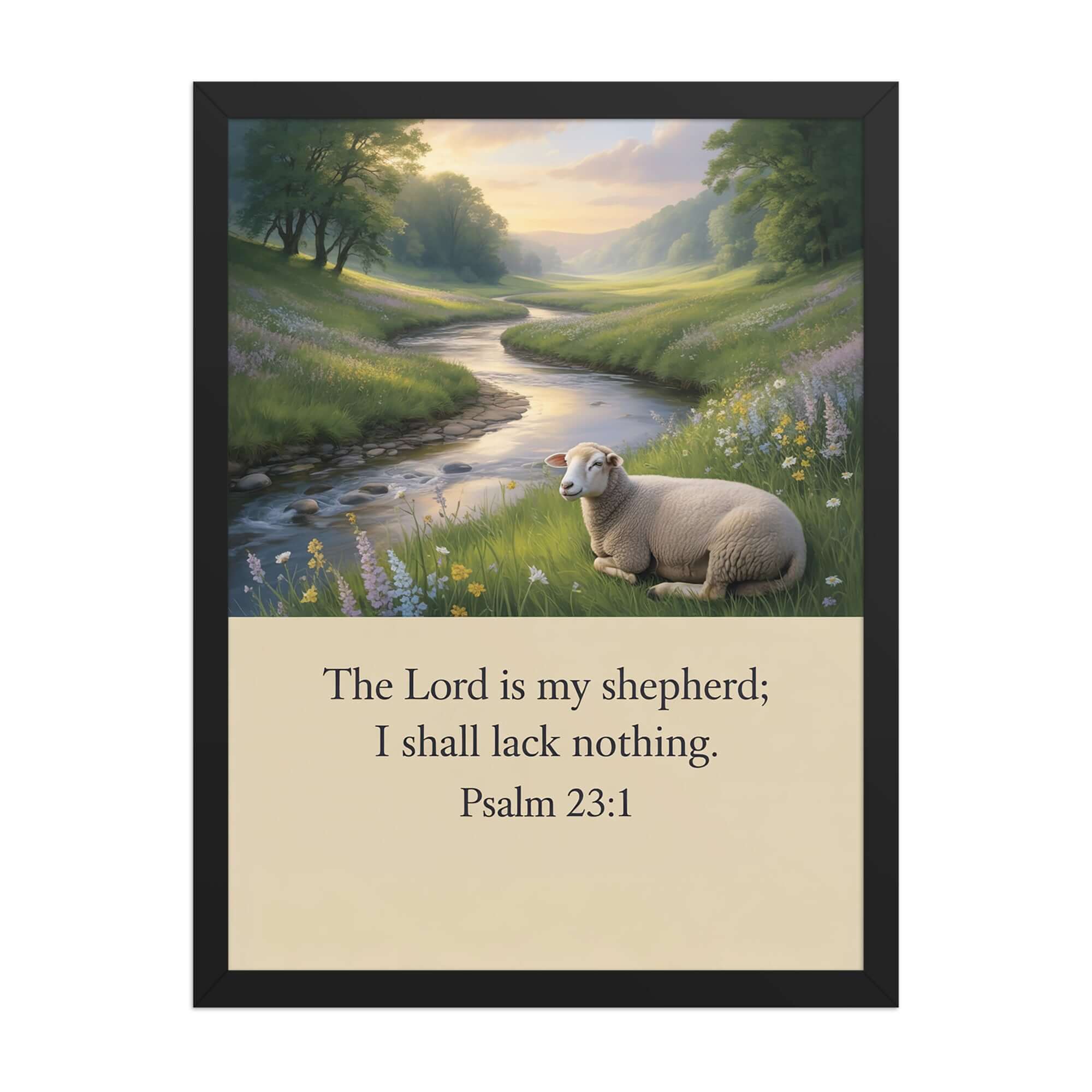 Psalm 23:1 Bible Verse, I shall Premium Luster Photo Paper Framed Poster Black 18″×24″