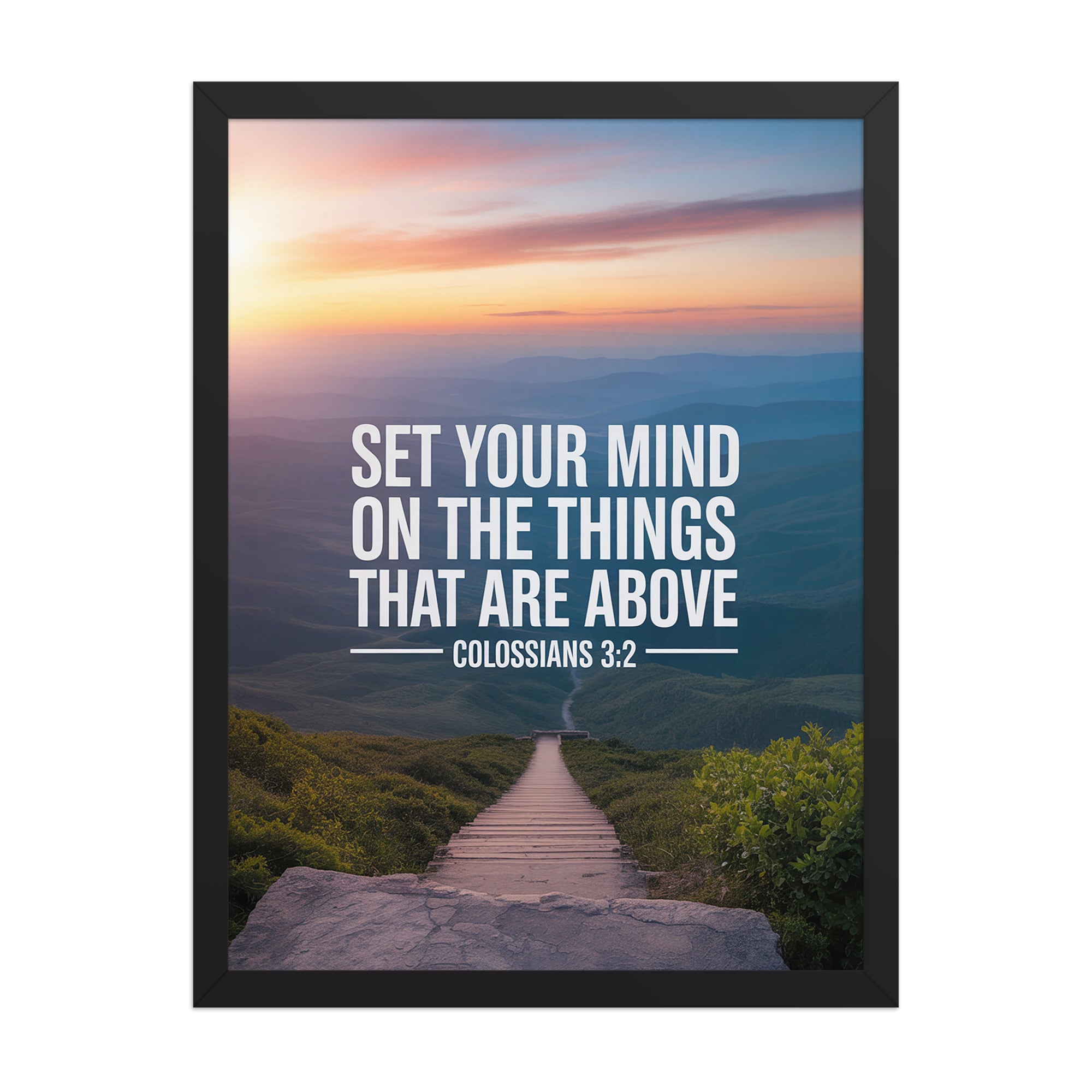 Colossians 3:2 Bible Verse your mind Premium Luster Photo Paper Framed Poster Black 18″×24″