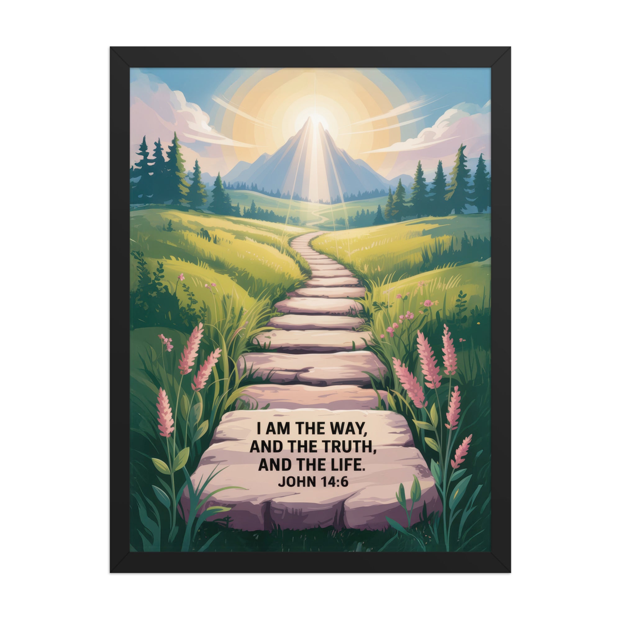 John 14:6 Bible Verse The Truth Premium Luster Photo Paper Framed Poster Black 18″×24″