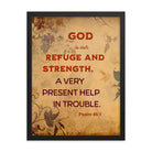 Psalm 46:1 Bible Verse, God is Our Refuge Premium Luster Photo Paper Framed Poster Wall Art Black 18″×24″
