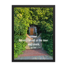 Revelation 3:20 Bible Verse, Garden Doorway Premium Luster Photo Paper Framed Poster Wall Art Black 18″×24″