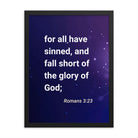 Romans 3:23 Bible Verse, all have sinned Premium Luster Photo Paper Framed Poster Wall Art Black 18″×24″