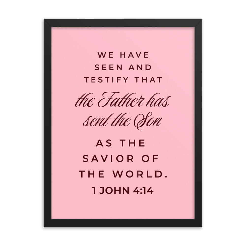 1 John 4:14 Bible Verse, We have seen Premium Luster Photo Paper Framed Poster Wall Art Black 18″×24″