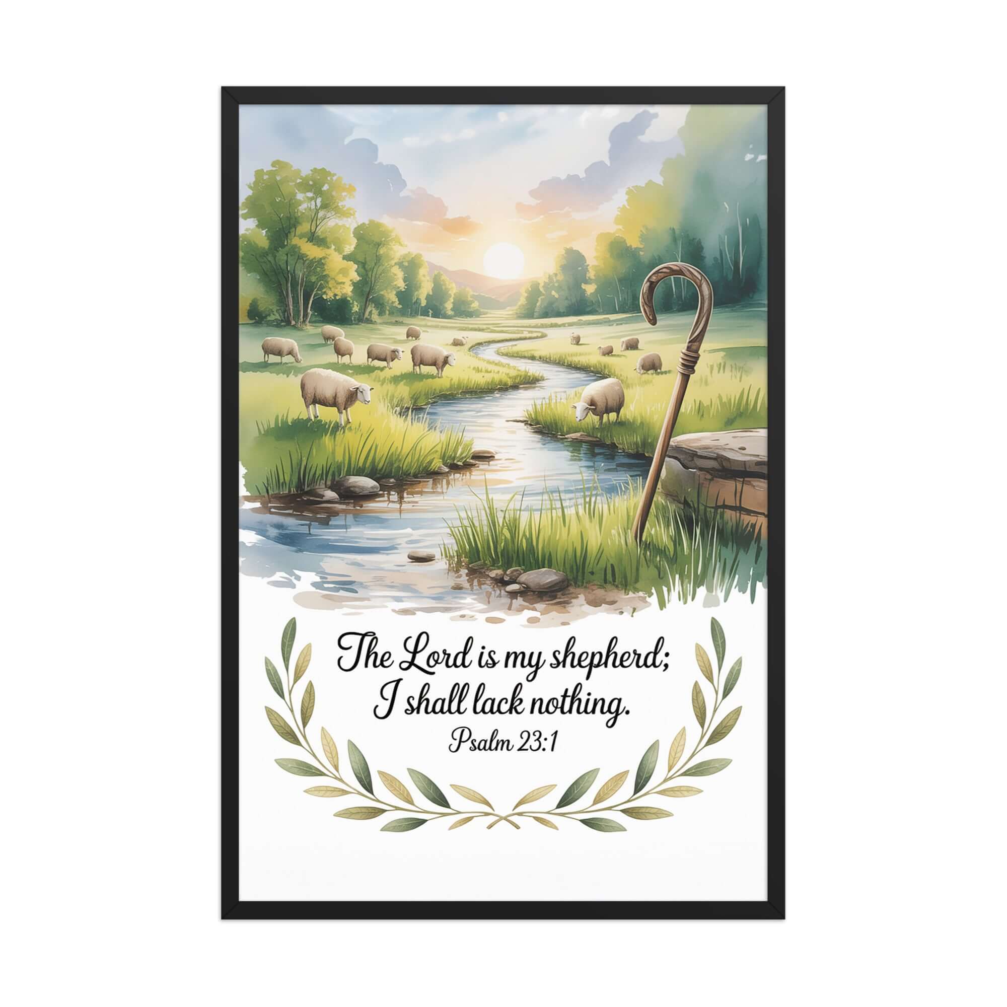 Psalm 23:1 Bible Verse, is my Premium Luster Photo Paper Framed Poster Black 24″×36″