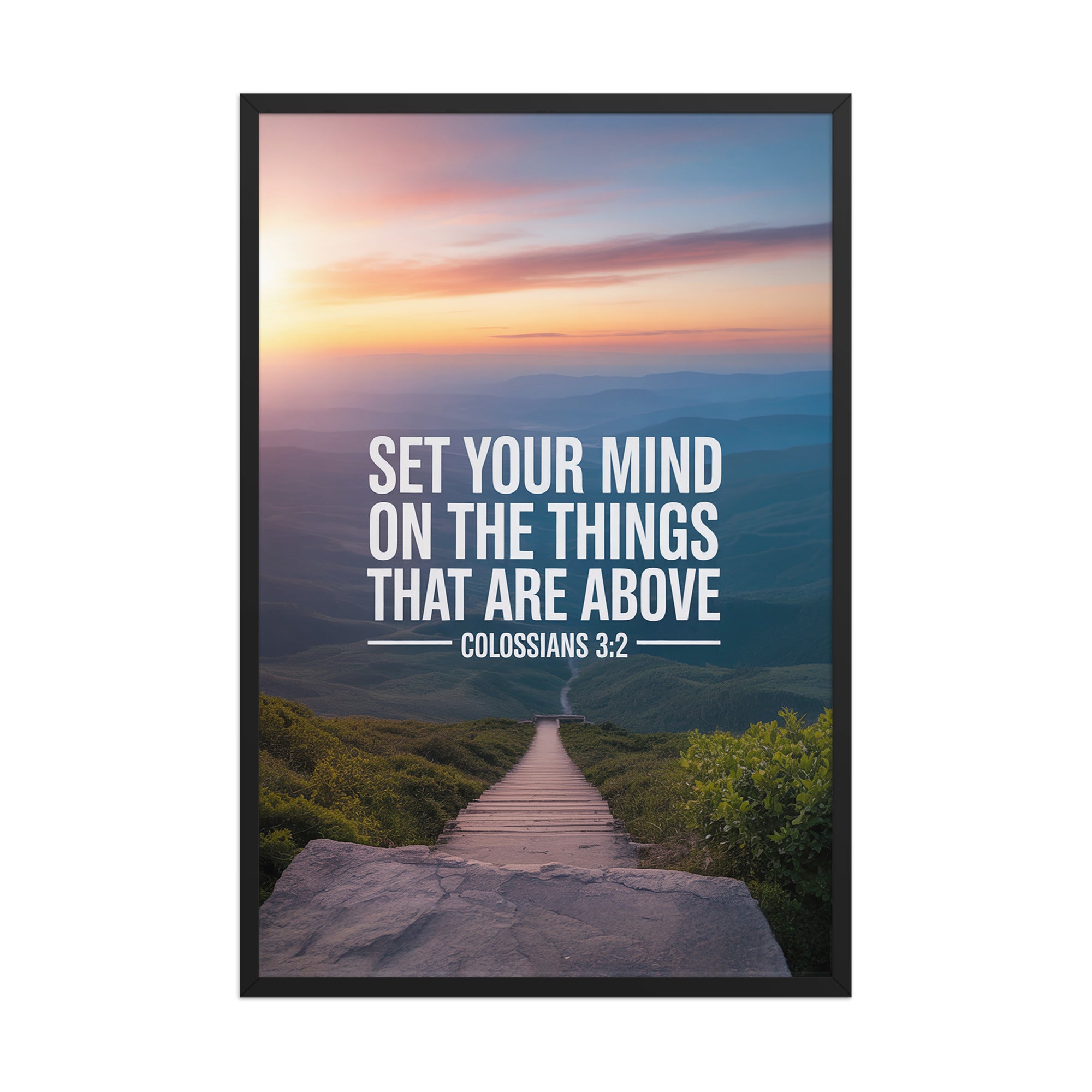 Colossians 3:2 Bible Verse your mind Premium Luster Photo Paper Framed Poster Black 24″×36″