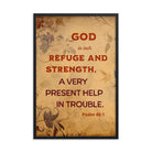 Psalm 46:1 Bible Verse, God is Our Refuge Premium Luster Photo Paper Framed Poster Wall Art Black 24″×36″