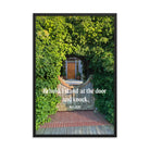 Revelation 3:20 Bible Verse, Garden Doorway Premium Luster Photo Paper Framed Poster Wall Art Black 24″×36″