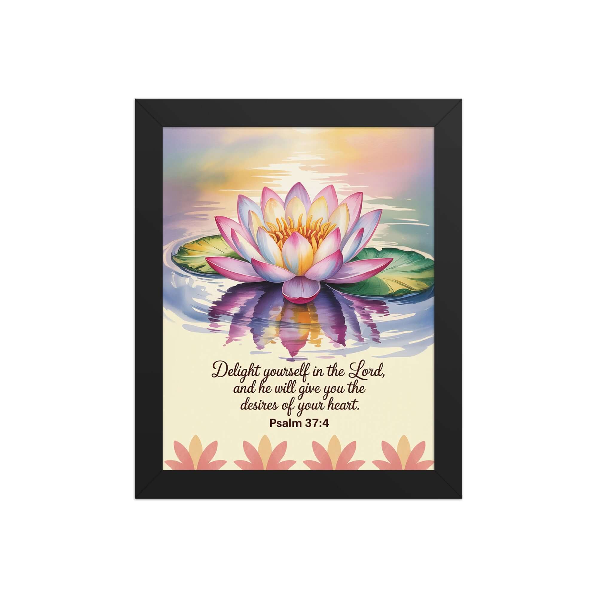 Psalm 37:4 Bible Verse, the Lord Premium Luster Photo Paper Framed Poster Black 8″×10″