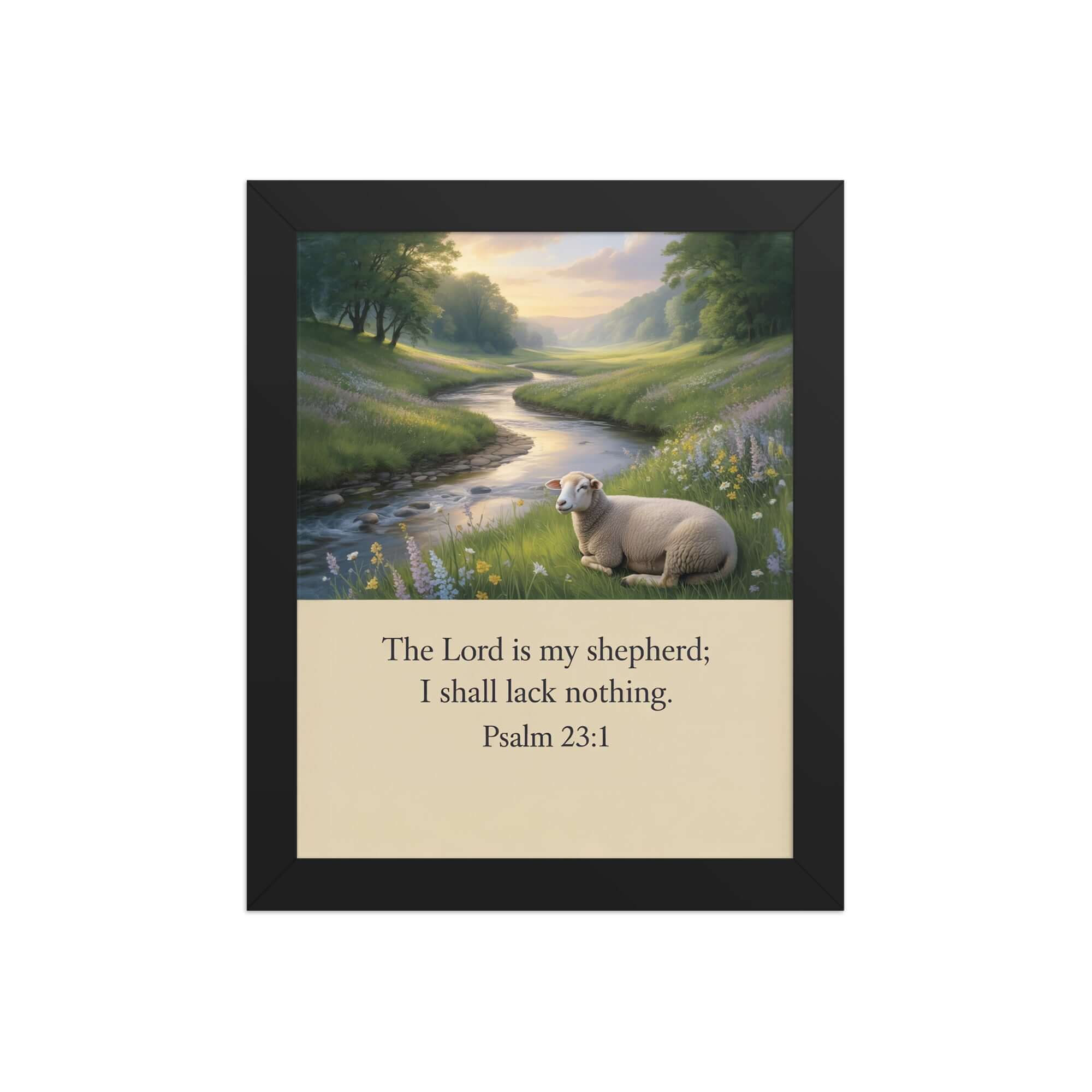 Psalm 23:1 Bible Verse, I shall Premium Luster Photo Paper Framed Poster Black 8″×10″