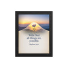 Matthew 19:26 Bible Verse at them Premium Luster Photo Paper Framed Poster Black 8″×10″