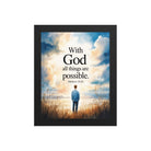 Matthew 19:26 Bible Verse Jesus Premium Luster Photo Paper Framed Poster Black 8″×10″