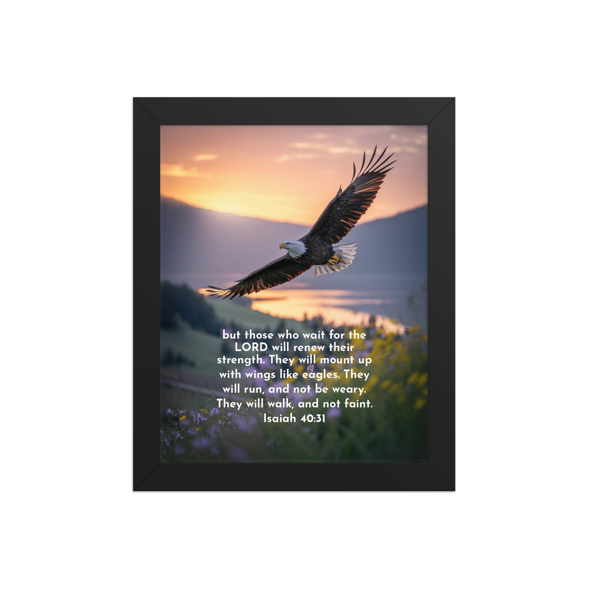 Isaiah 40:31 Bible Verse Renew Strength Premium Luster Photo Paper Framed Poster Black 8″×10″