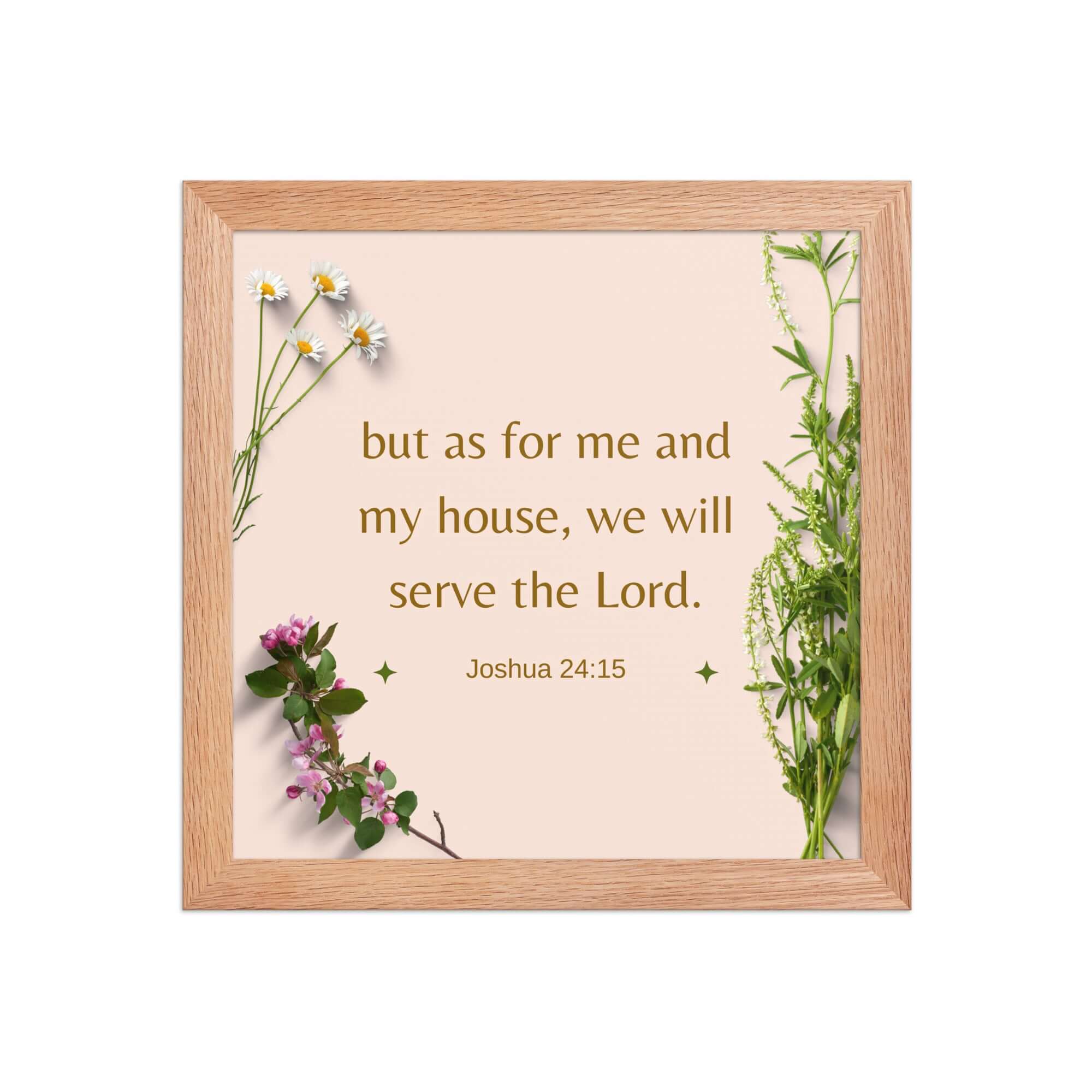 Joshua 24:15 Bible Verse, your fathers Premium Luster Photo Paper Framed Poster Wall Art Red Oak 10″×10″