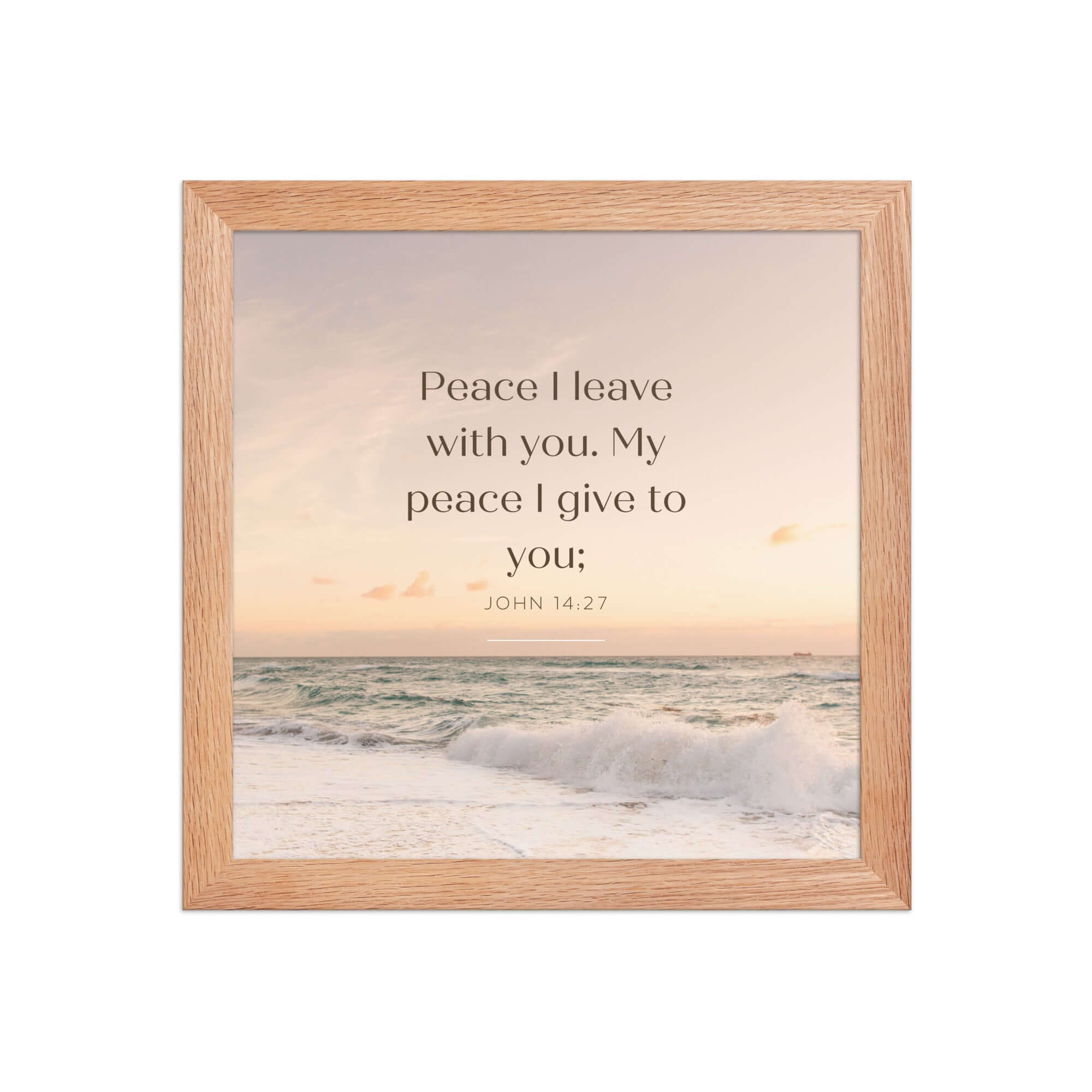 John 14:27 Bible Verse, not as the Premium Luster Photo Paper Framed Poster Wall Art Red Oak 10″×10″