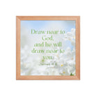 James 4:8 Bible Verse, Draw near Premium Luster Photo Paper Framed Poster Wall Art Red Oak 10″×10″