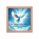 John 14:26 Bible Verse, Holy Spirit Dove Premium Luster Photo Paper Framed Poster Wall Art Red Oak 10″×10″