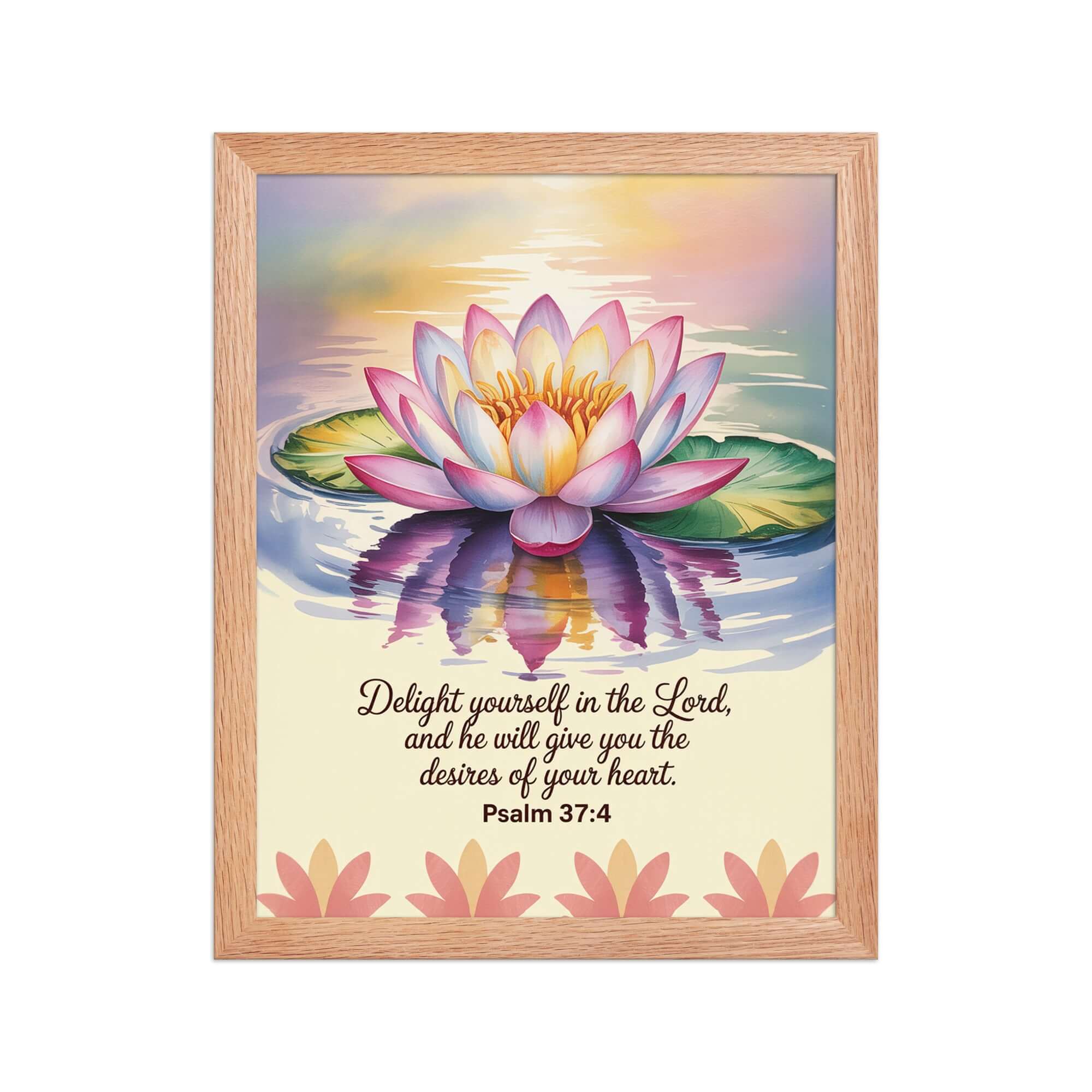 Psalm 37:4 Bible Verse, the Lord Premium Luster Photo Paper Framed Poster Red Oak 11″×14″