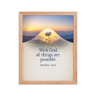 Matthew 19:26 Bible Verse at them Premium Luster Photo Paper Framed Poster Red Oak 11″×14″