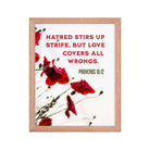Proverbs 10:12 Bible Verse, Love Covers All Premium Luster Photo Paper Framed Poster Wall Art Red Oak 11″×14″