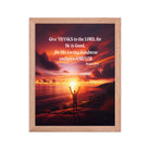 Psalm 107:1 Bible Verse, Give Thanks to the Lord Premium Luster Photo Paper Framed Poster Wall Art Red Oak 11″×14″