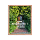 Revelation 3:20 Bible Verse, Garden Doorway Premium Luster Photo Paper Framed Poster Wall Art Red Oak 11″×14″