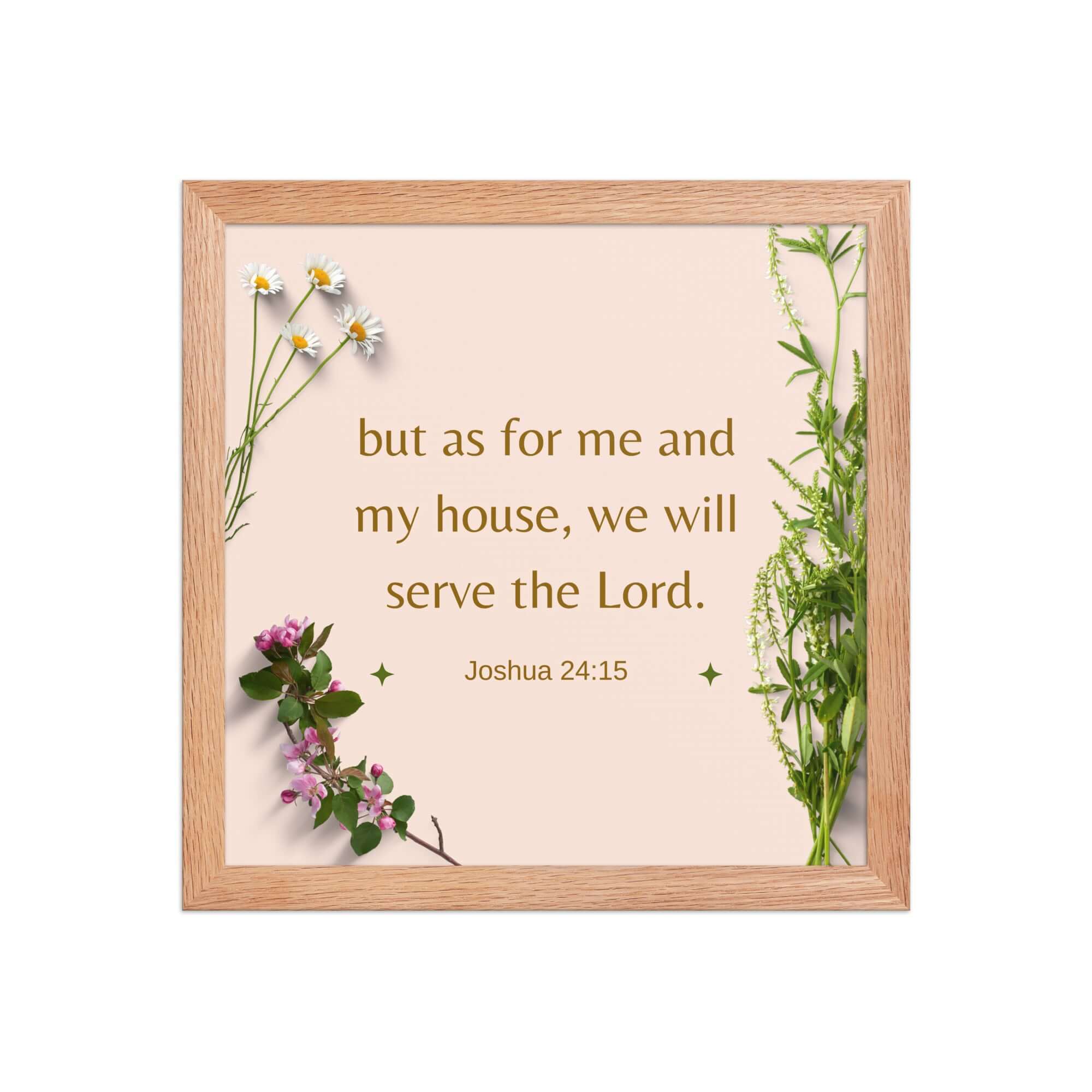 Joshua 24:15 Bible Verse, your fathers Premium Luster Photo Paper Framed Poster Wall Art Red Oak 12″×12″