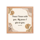 John 14:27 Bible Verse, Peace I Premium Luster Photo Paper Framed Poster Wall Art Red Oak 12″×12″