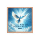 John 14:26 Bible Verse, Holy Spirit Dove Premium Luster Photo Paper Framed Poster Wall Art Red Oak 12″×12″