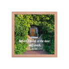 Revelation 3:20 Bible Verse, Garden Doorway Premium Luster Photo Paper Framed Poster Wall Art Red Oak 12″×12″