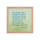 Psalm 23:4 Bible Verse, fear no evil Premium Luster Photo Paper Framed Poster Wall Art Red Oak 12″×12″